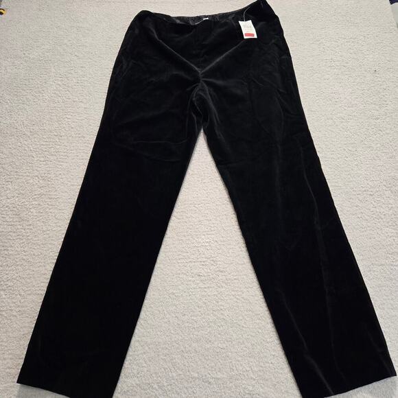 Clothes (real) Saks 5th Ave Black Velvet Pants Women's Size 12 High Waist NWT - Picture 1 of 12